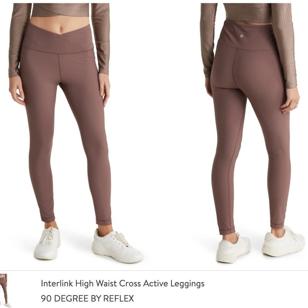 Interlink High Waist Cross Active Leggings - Peppercorn